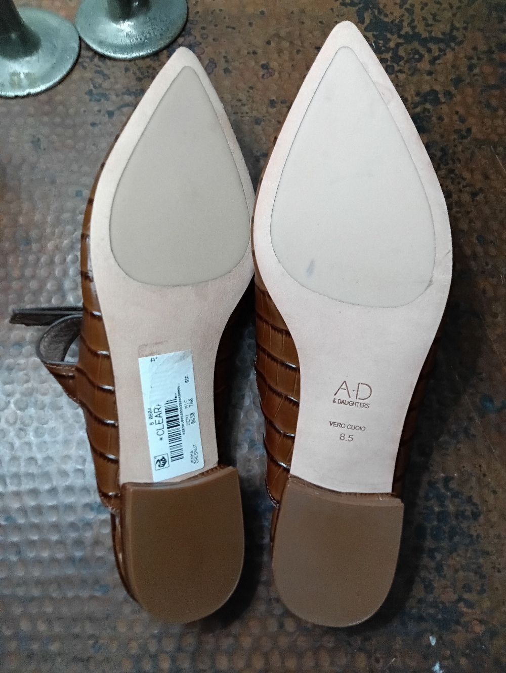 AD & Daughters Sz. 8.5 NWT Jemma Croco Embossed Leather Mule - Picture 11 of 13